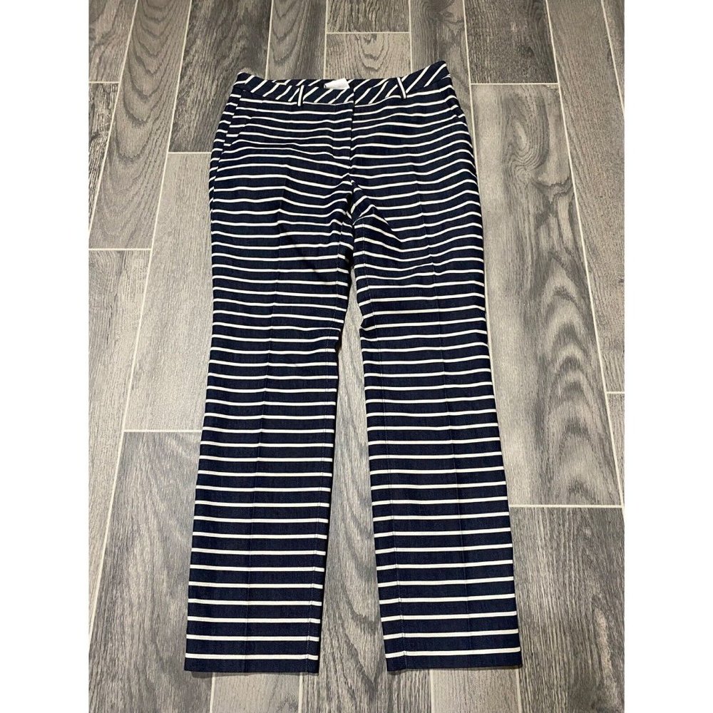 Weekend Max Mara Women's Size 6 Navy Stripe Pants Slim Cigarette Skinny Trousers